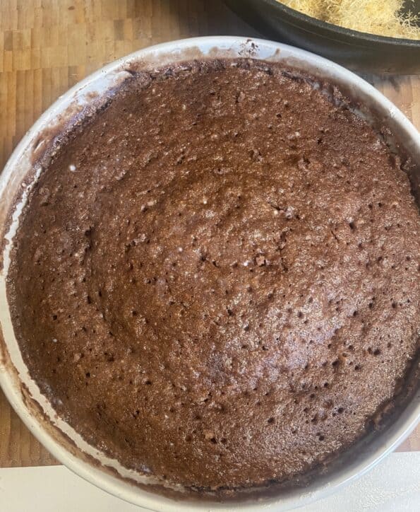 Cake with holes in dish
