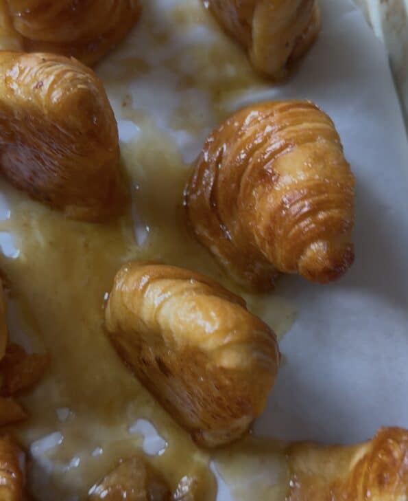 Croissants on tray