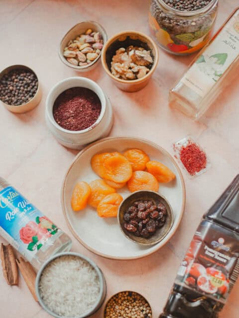 Persian pantry ingredients on a table