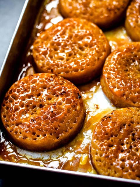 Honey Butter Crumpets in a tin