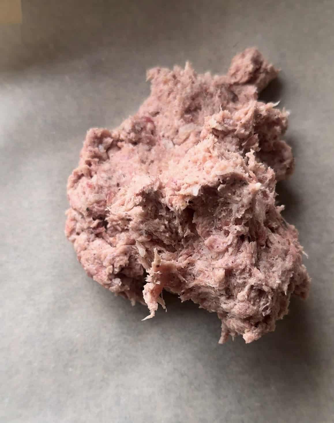 Meat mixture on baking paper