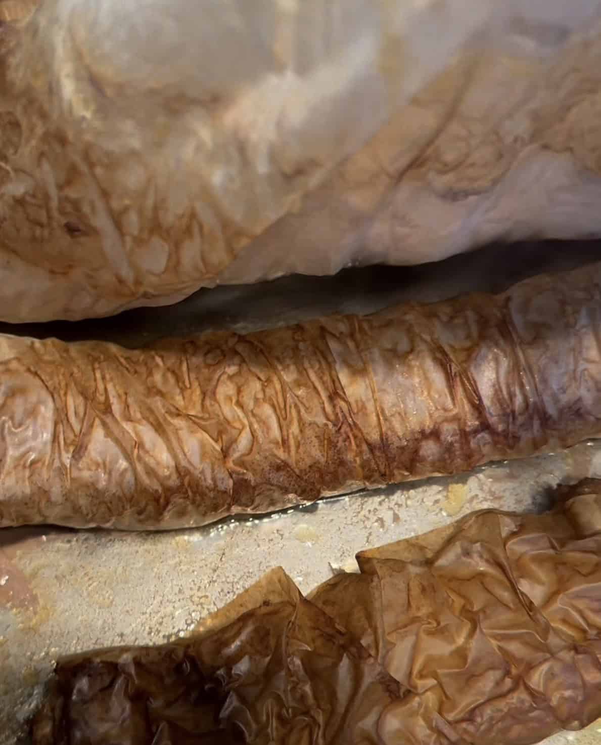 Cooked kebab rolls in tin