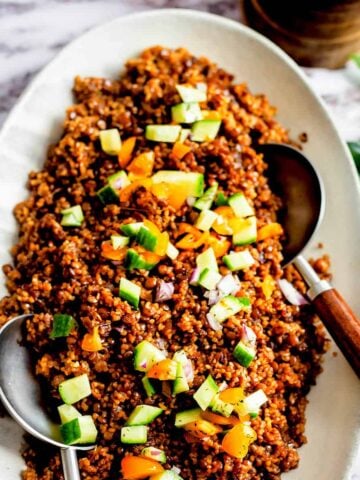 Mujadara Hamra in dish