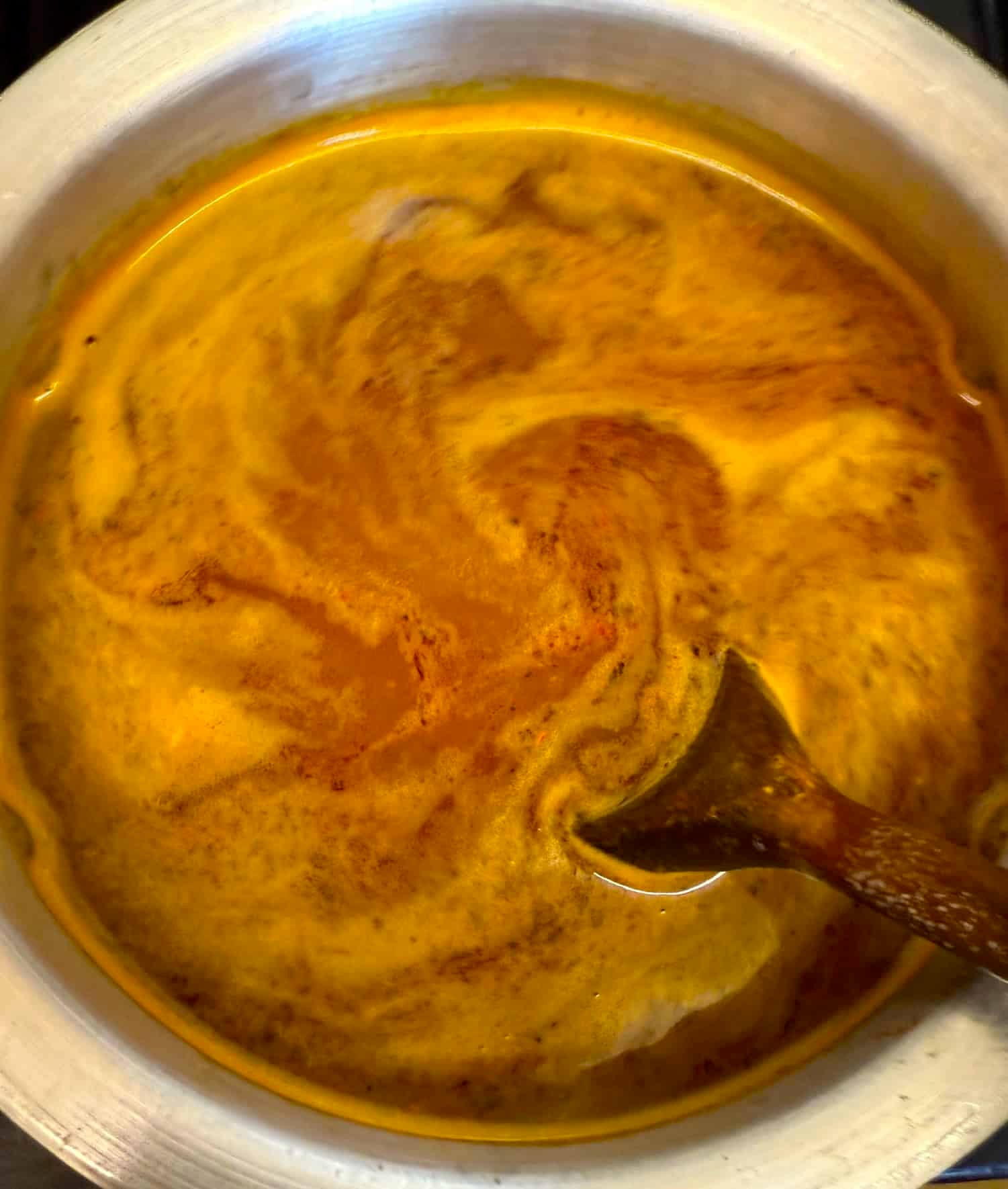 Turkish Orzo Soup (Şehriye Çorbası) Broth added to pot