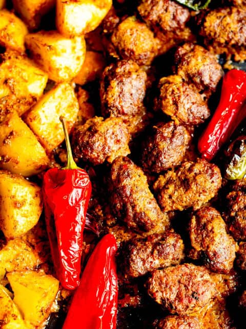 Kofte and Potatoes in tin