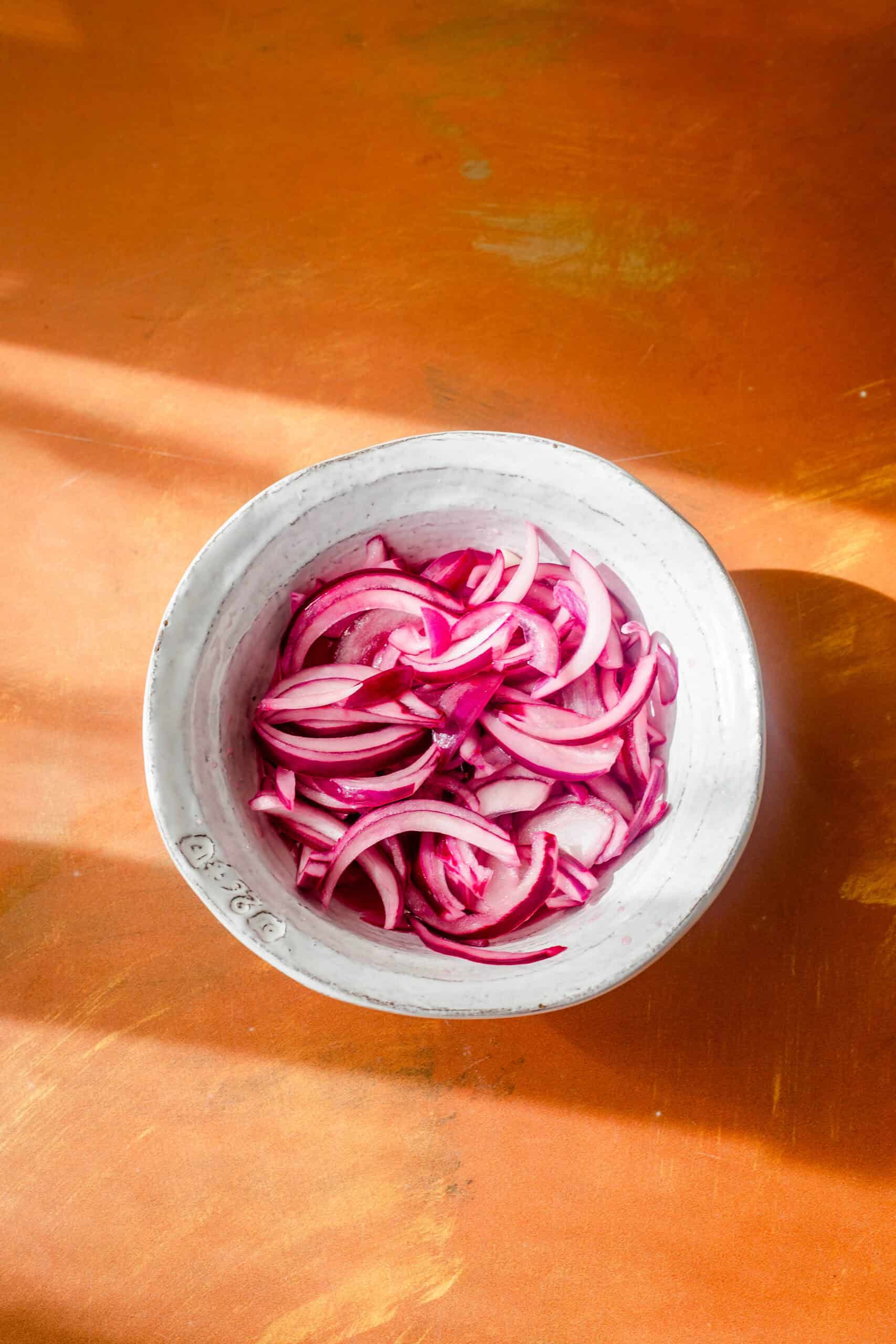 Pickled onions in bowl