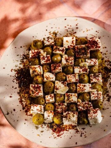 feta checker board on plate
