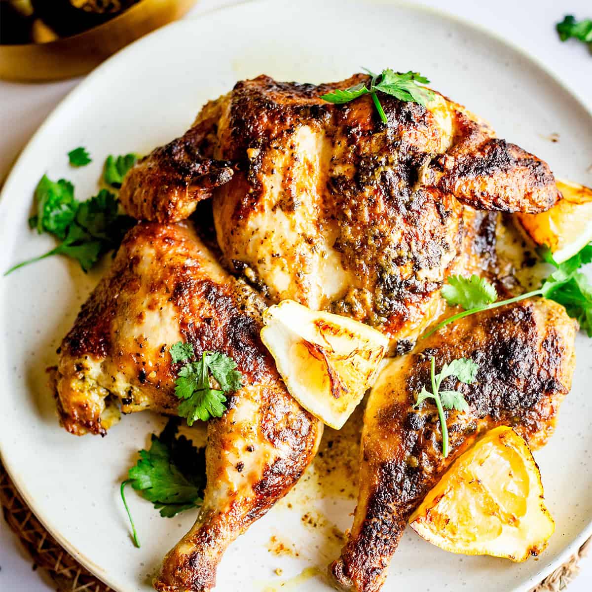 Murgh malai spatchcock in plate