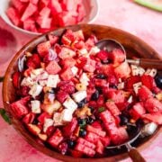Summer Berry and Watermelon Salad in a bowl