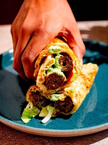 Seekh kebab wrap in plate