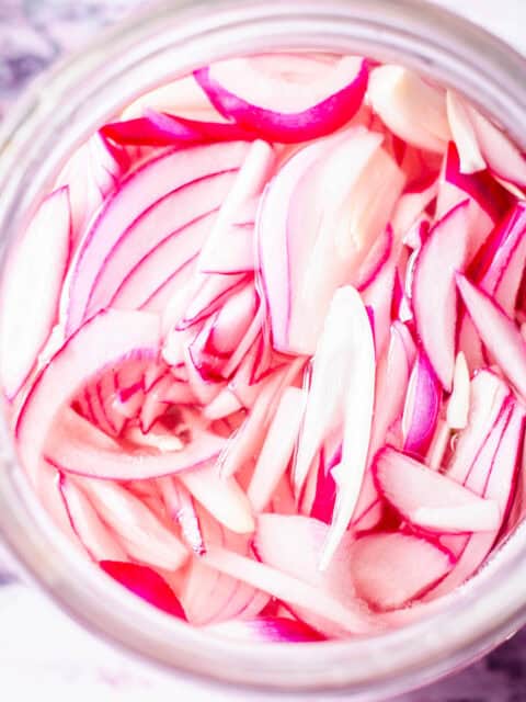 Quick pickled onions in jar