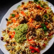 Baris iskakuri on platter with bisbas on top