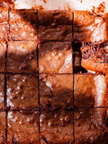 Brown Butter Brownies cut into pieces