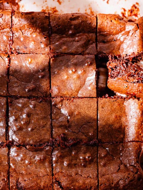 Brown Butter Brownies cut into pieces