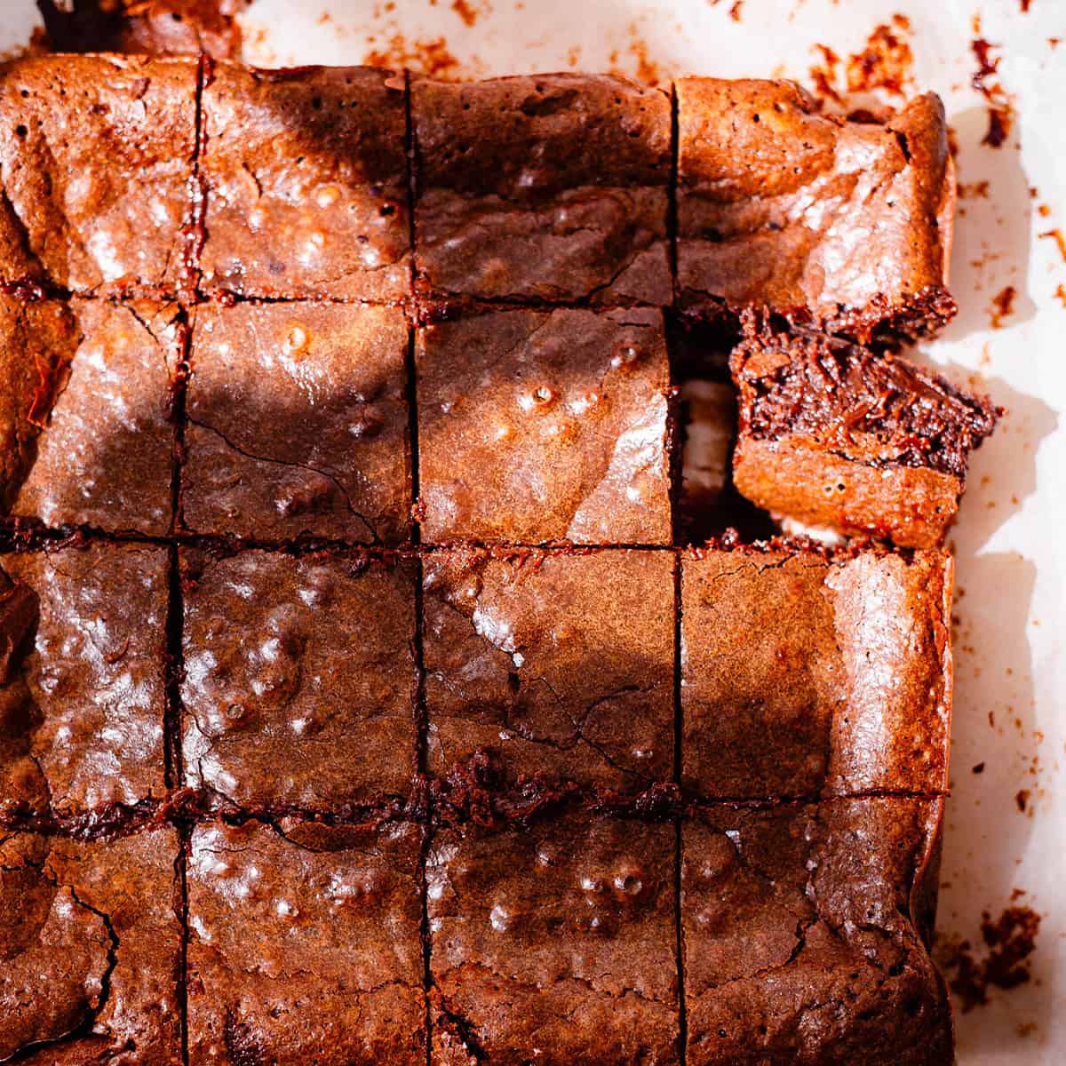 Brown Butter Brownies cut into pieces