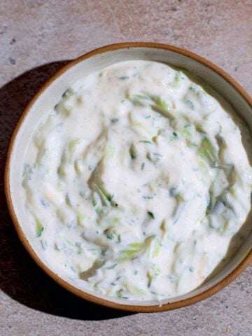 Cucumber raita in bowl