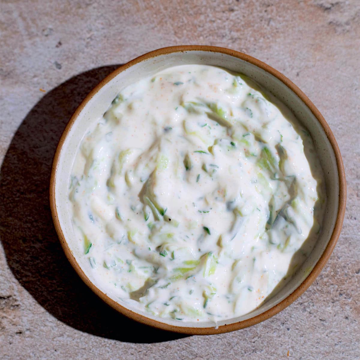 Cucumber raita in bowl