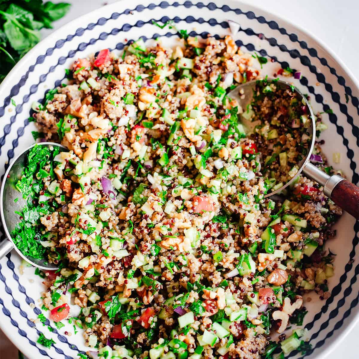 Quinoa tabbouleh in large bowl