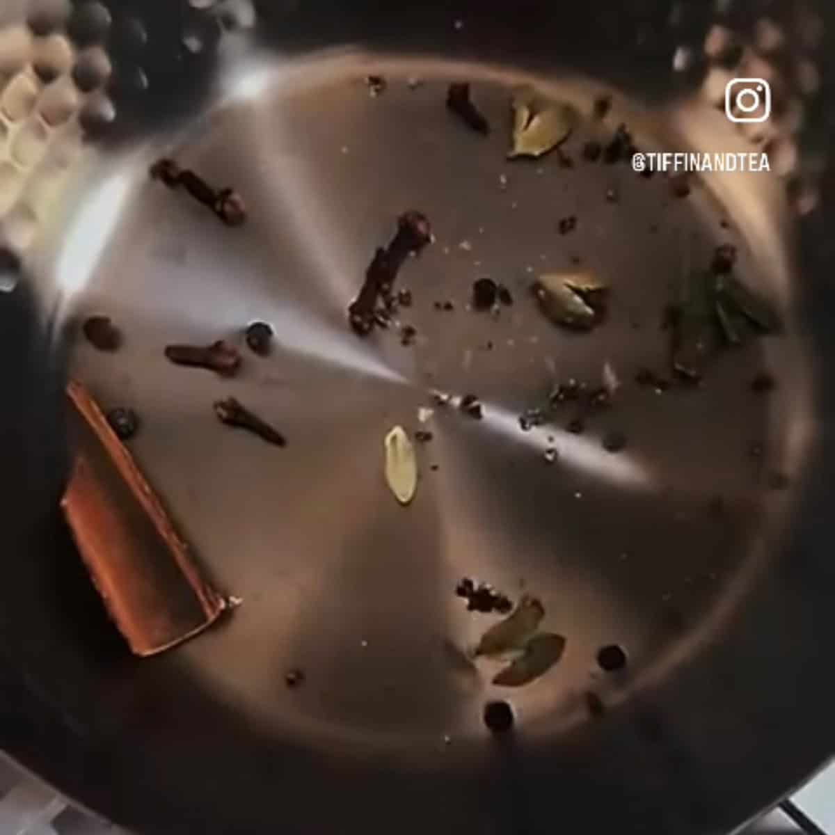 Whole Spices in chai pot