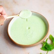 Mint raita in bowl