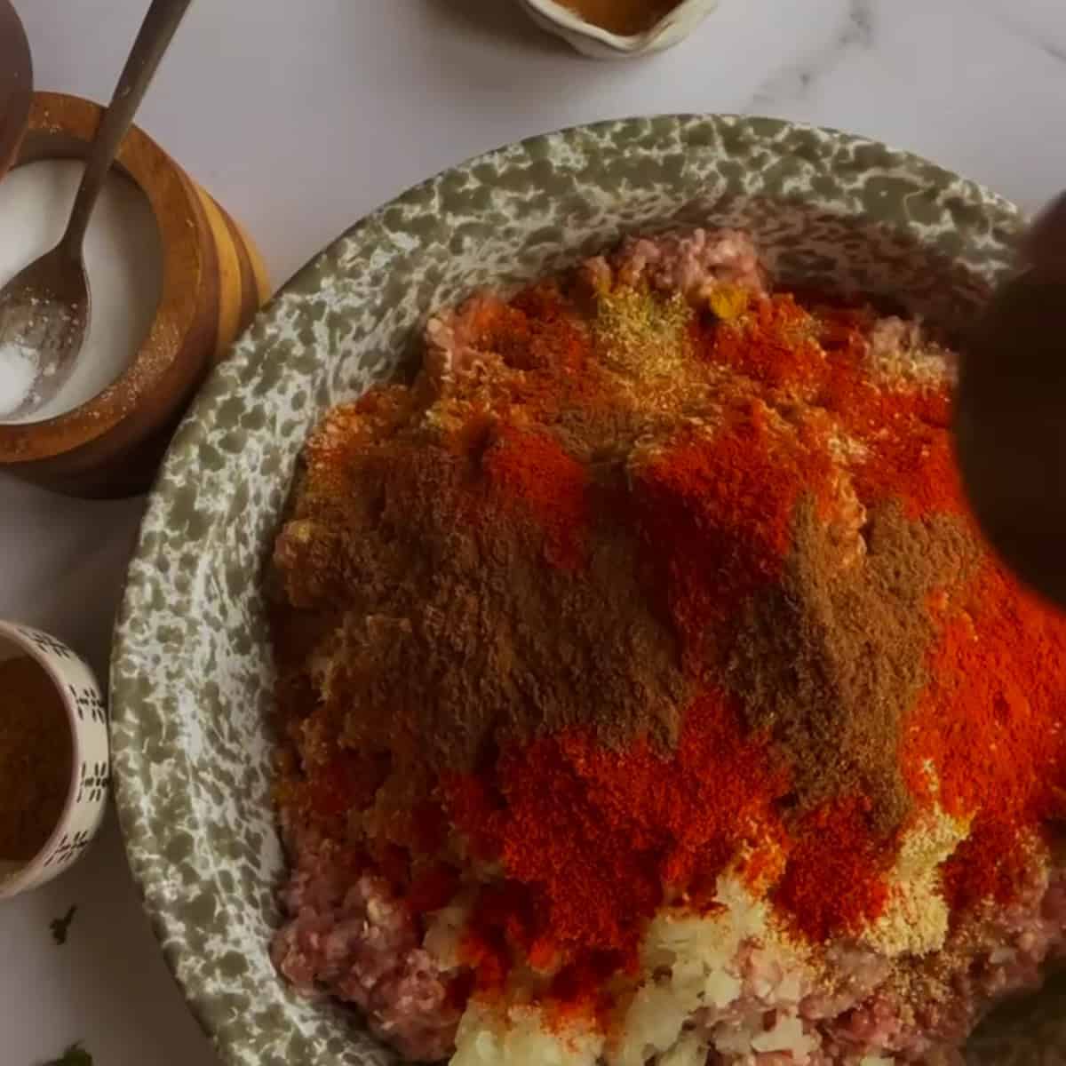 Lamb Mince with Spices in bowl