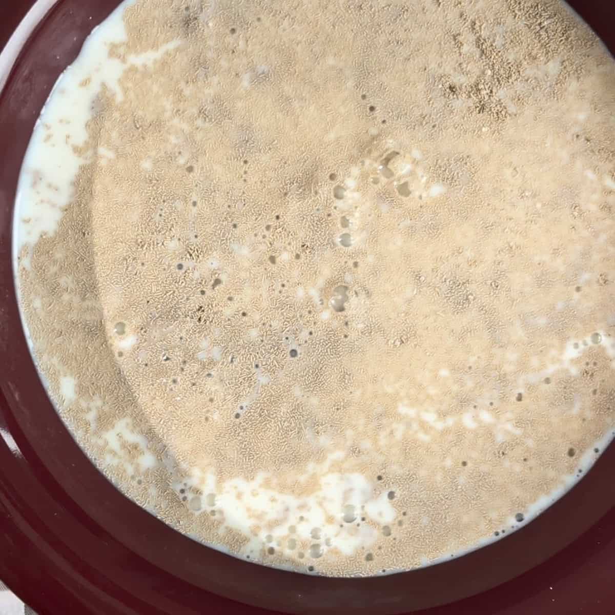 Milk added to bowl