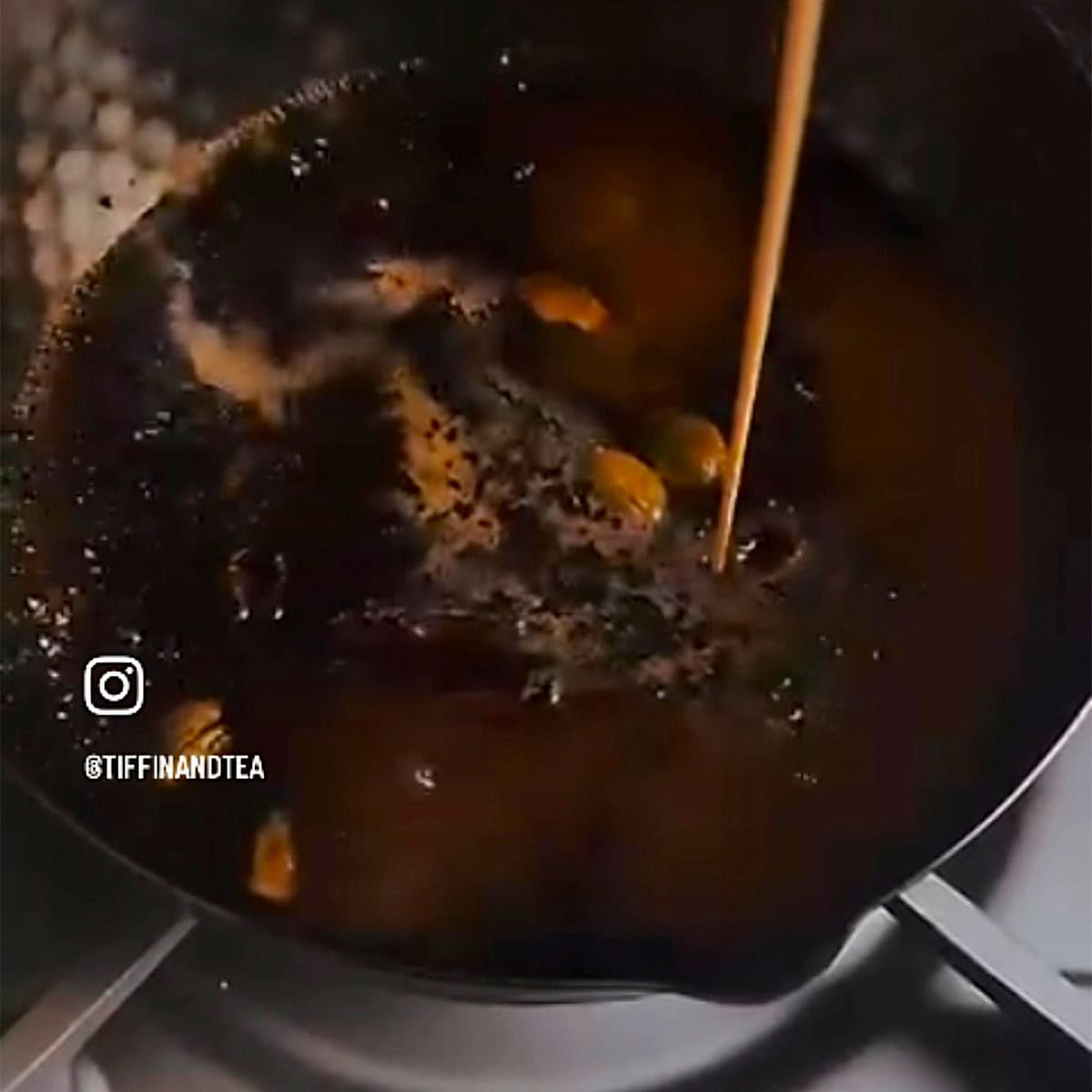 Evaporated Milk added to chai pot