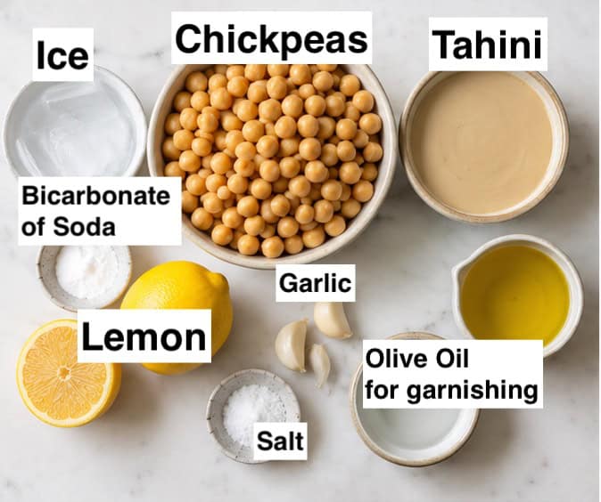 Hummus ingredients on table