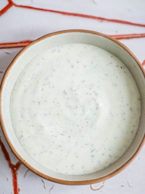 Kebab shop garlic sauce in a bowl